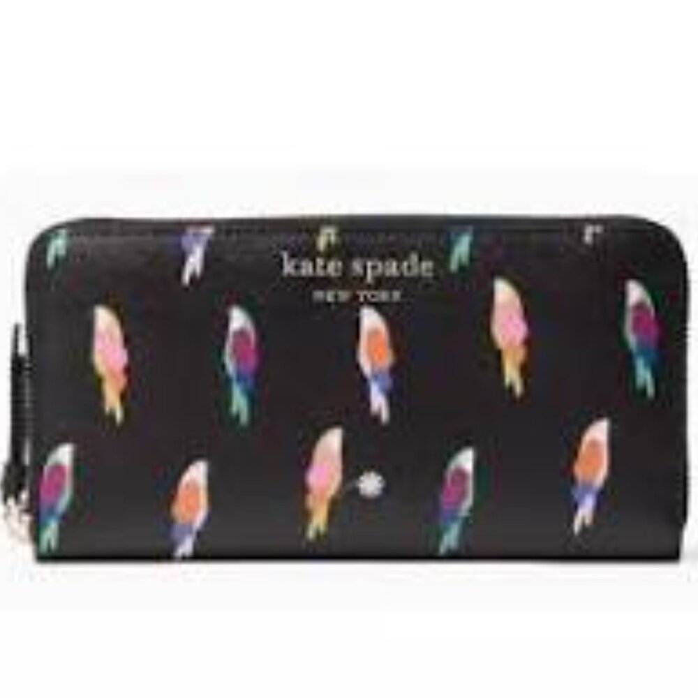 NWT Kate Spade New York Sylvia Flock Party Slim Continental Wallet
